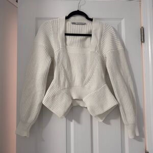 Zara Runway White Women's 100% Cotton Sweater